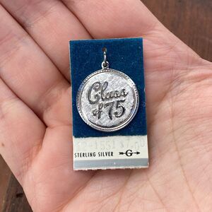 Vintage 925 Sterling Silver "Class of 73" School Graduation Round Charm